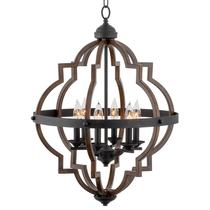 Capistrano Textured Black 6 Light Rustic Farmhouse Chandelier - 20.5"