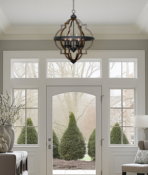 Capistrano Textured Black 6 Light Rustic Farmhouse Chandelier - 20.5" - View 6