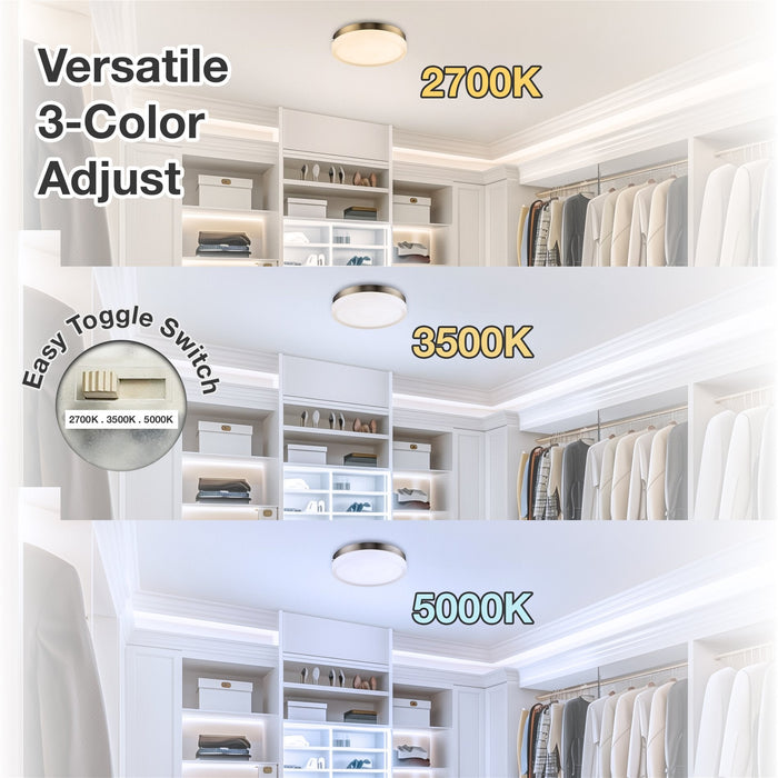 Luna Cool Brass Modern Integrated LED Flush Mount Ceiling Light - 10.75" - View 2