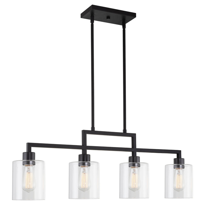 Stratford Black 4 Light Modern Industrial Farmhouse Island Light - 34.25"