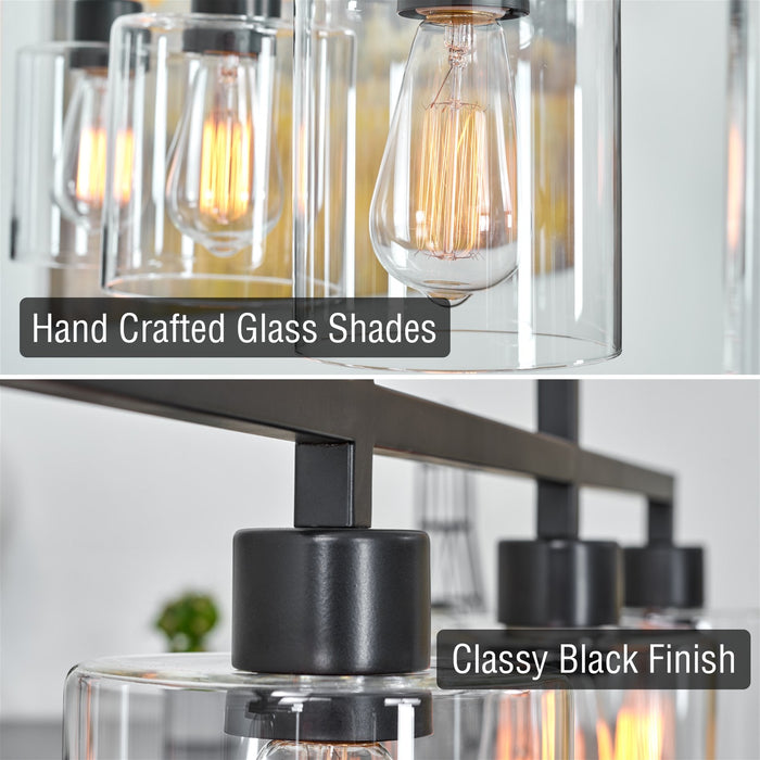Stratford Black 4 Light Modern Industrial Farmhouse Island Light - 34.25" - View 2