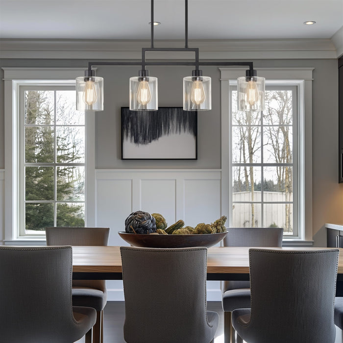 Stratford Black 4 Light Modern Industrial Farmhouse Island Light - 34.25" - View 5