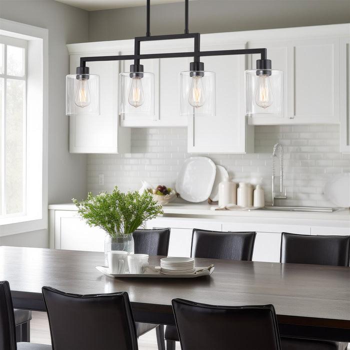 Stratford Black 4 Light Modern Industrial Farmhouse Island Light - 34.25" - View 7
