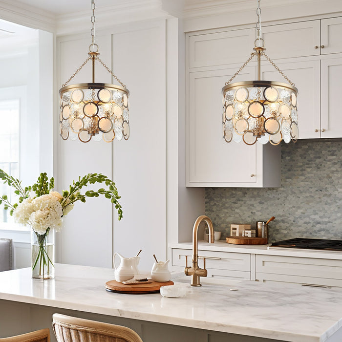 Estelle Cool Brass 3 Light Modern Chic Crystal Pendant Chandelier - 13.5" - View 3