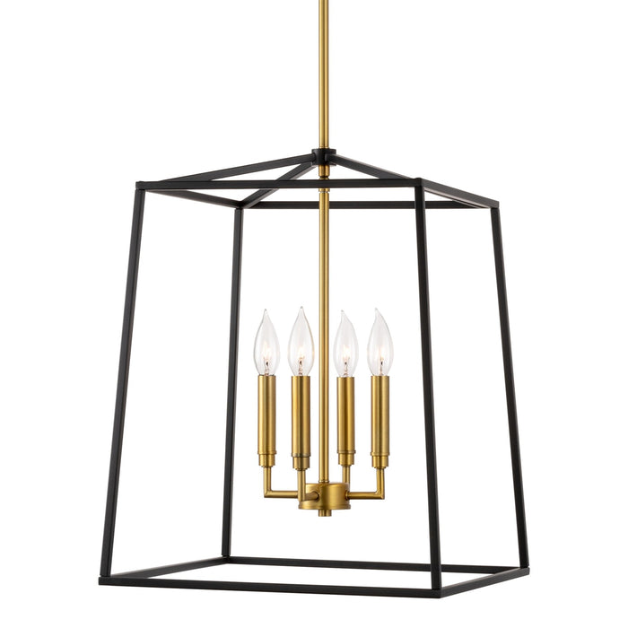 Bellevue Black 4 Light Modern Farmhouse Lantern Pendant Light - 15.75"
