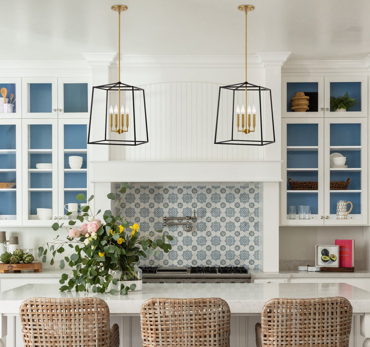 Bellevue Black 4 Light Modern Farmhouse Lantern Pendant Light - 15.75" - View 3