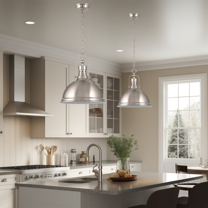 Belle Brushed Nickel 1 Light Modern Industrial Pendant Light - 13.75" - View 8