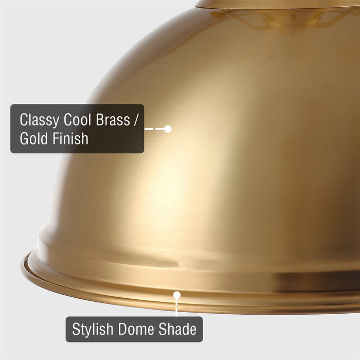 Belle Cool Brass 1 Light Modern Industrial Pendant Light - 13.75" - View 2
