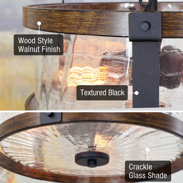 Hadley Textured Black 3 Light Modern Farmhouse Semi Flush Mount Ceiling Light - 14" - View 2