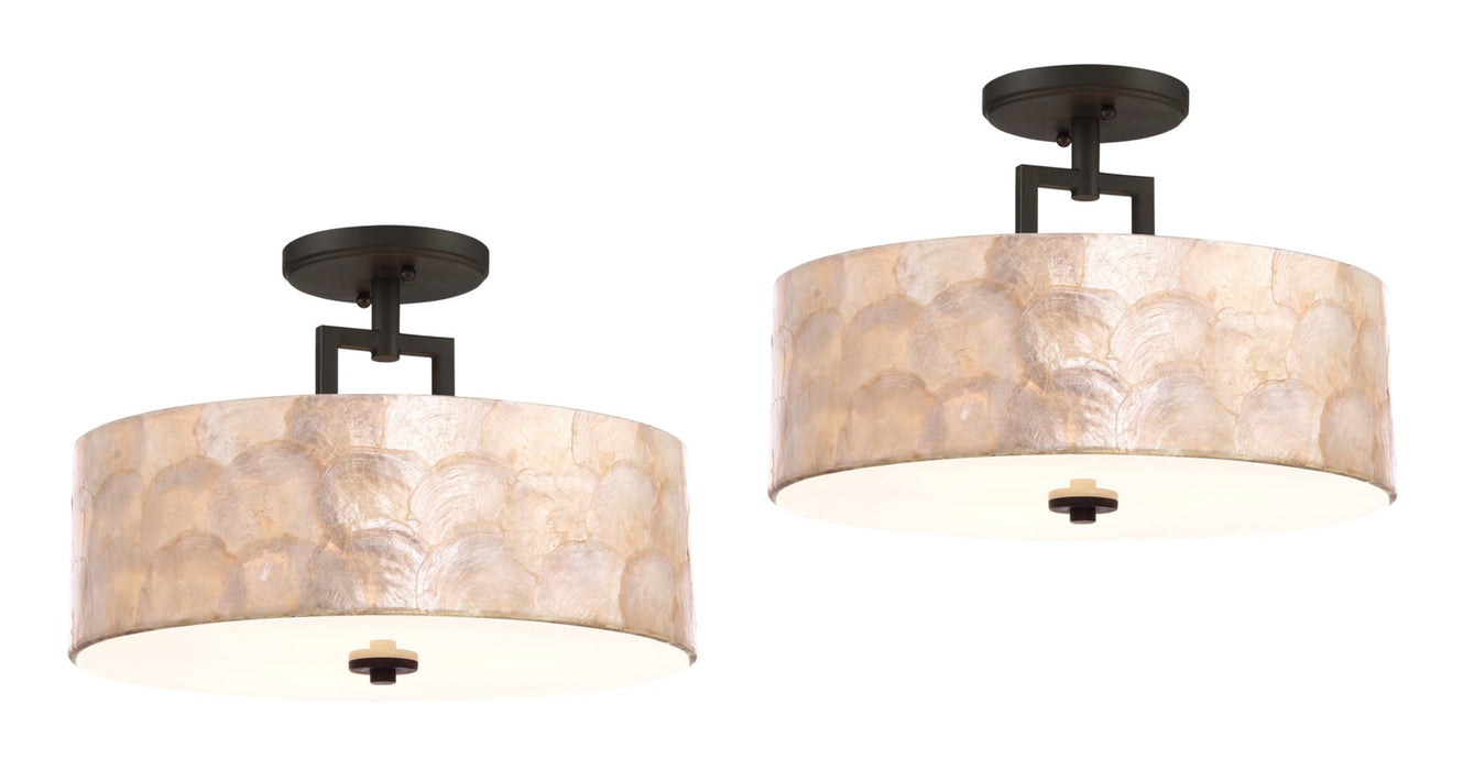 Cove Oil Rubbed Bronze 3 Light Semi Flush Mount Ceiling Light - 15" (2-Pack)