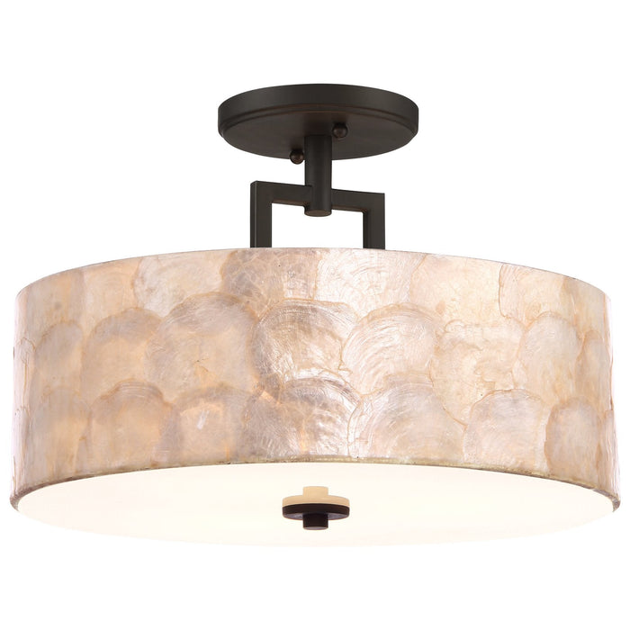 Cove Oil Rubbed Bronze 3 Light Semi Flush Mount Ceiling Light - 15"