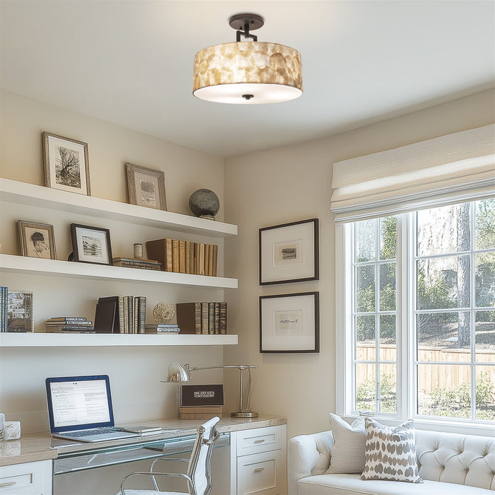 Cove Oil Rubbed Bronze 3 Light Semi Flush Mount Ceiling Light - 15" - View 3