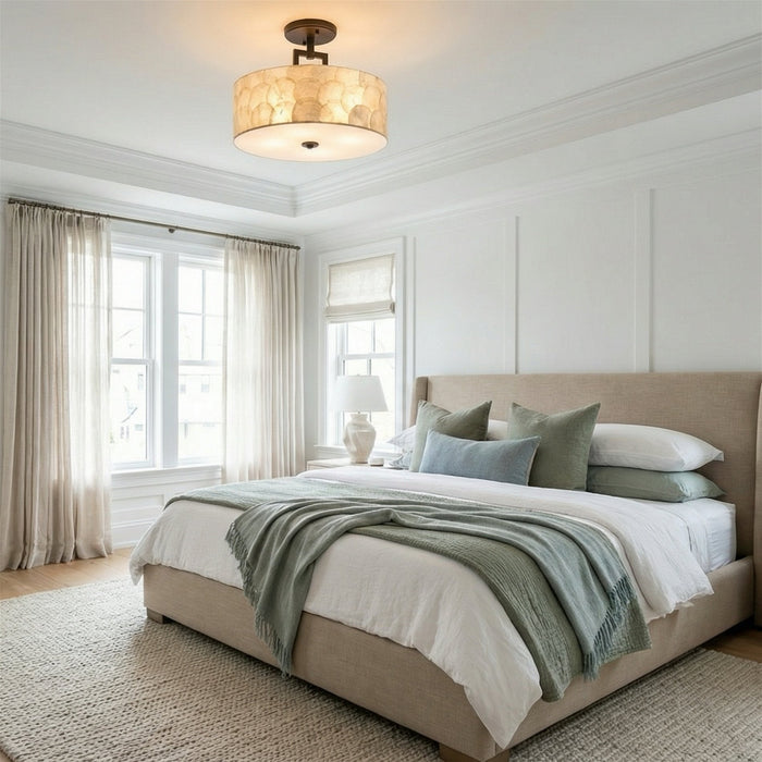 Cove Oil Rubbed Bronze 3 Light Semi Flush Mount Ceiling Light - 15" - View 7