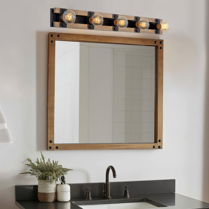 Hogan Black 5 Light Farmhouse Bathroom Vanity Light Bar - 36" - View 3