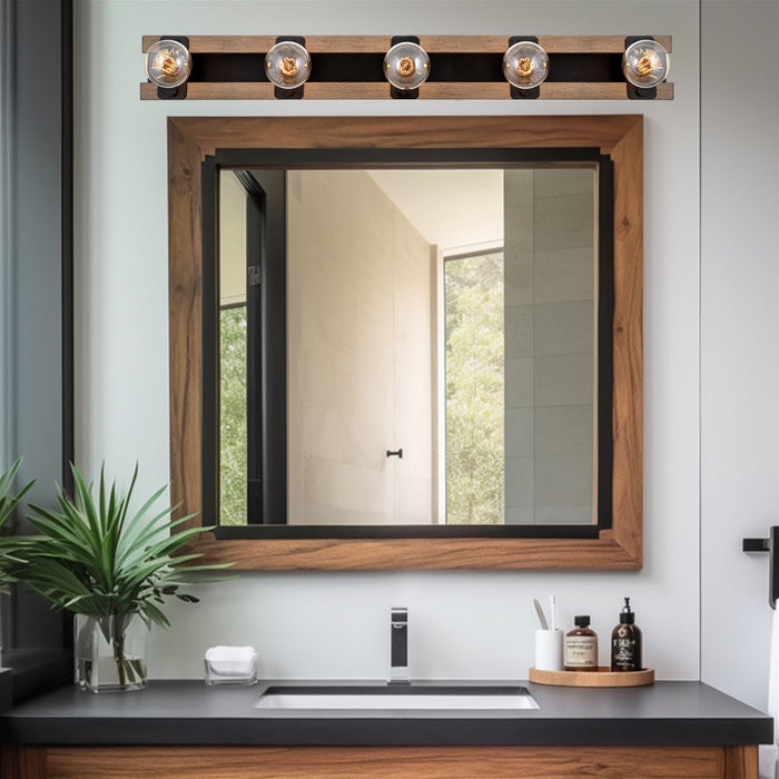 Hogan Black 5 Light Farmhouse Bathroom Vanity Light Bar - 36" - View 5