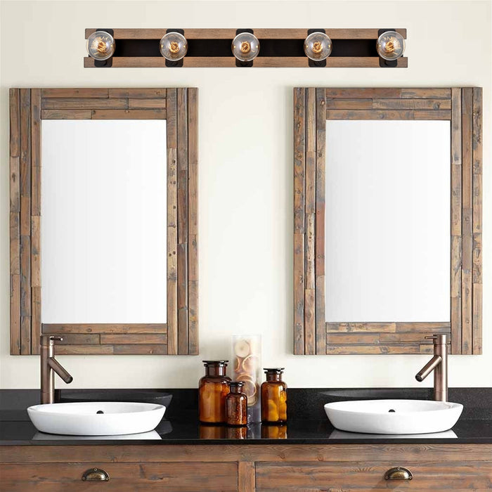Hogan Black 5 Light Farmhouse Bathroom Vanity Light Bar - 36" - View 6