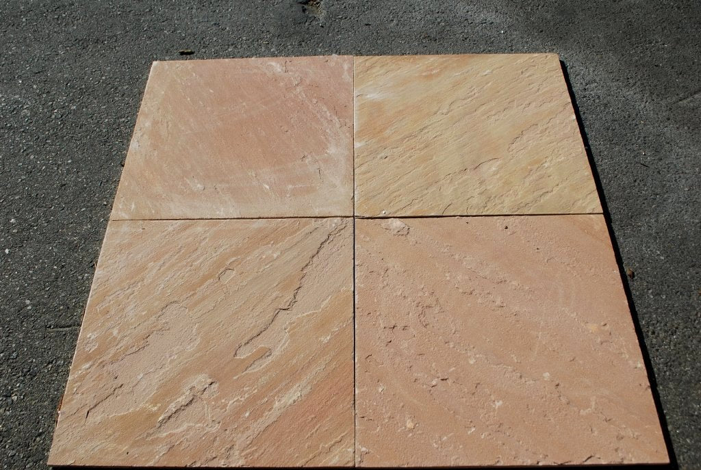 Radiant Red Sandstone Tile - 24" x 24" x 1/2" - 5/8" Natural Cleft Face, Gauged Back