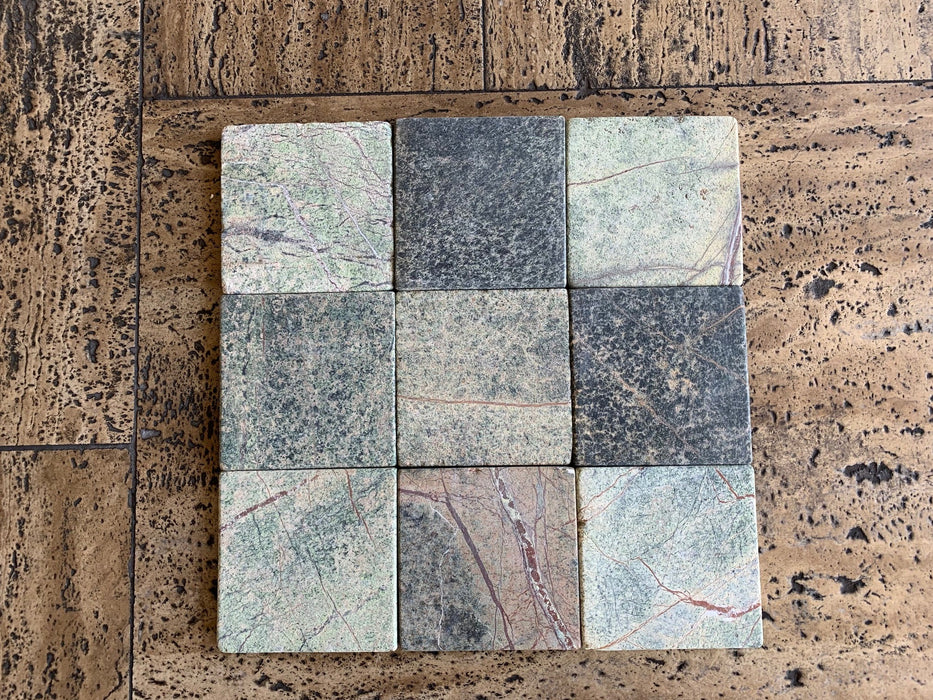 Rain Forest Green Marble Tile - 4" x 4" Tumbled