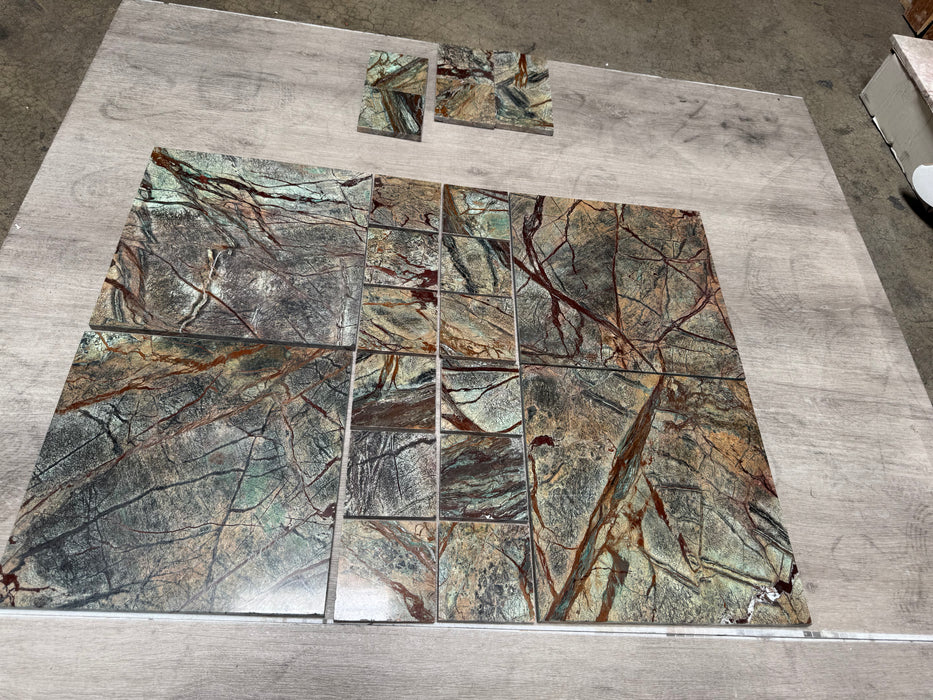 Rain Forest Green Marble Tile Polished 7
