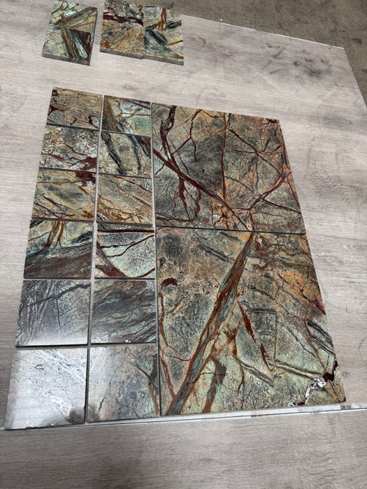 Rain Forest Green Marble Tile Polished 9