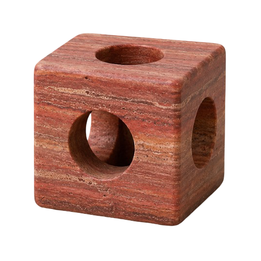 Red Matte Travertine Cube - 1 3/16" x 1 3/16" x 1 3/16" x 1 3/16"