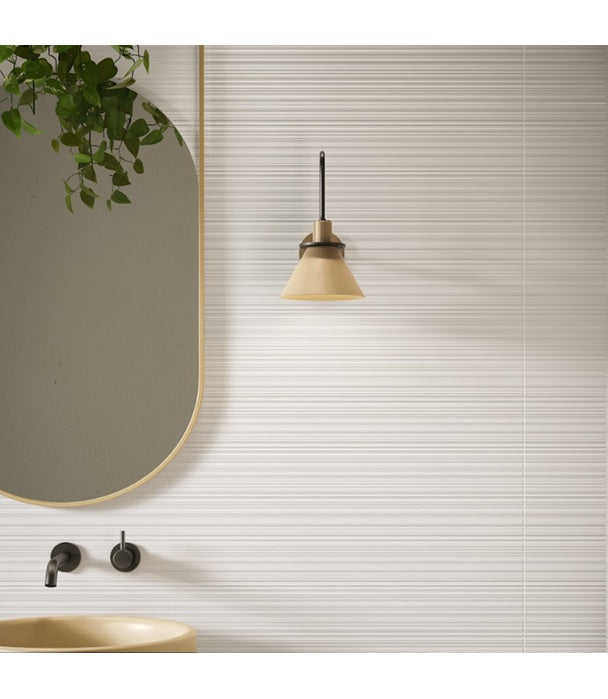 Reliefs Porcelain Ribbed White Deco RFNRELF Tile Matte 2