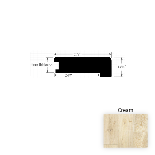 Reserve Cream Hardwood Moulding / Trim - 3" x 90" Flush Square Stair Nose