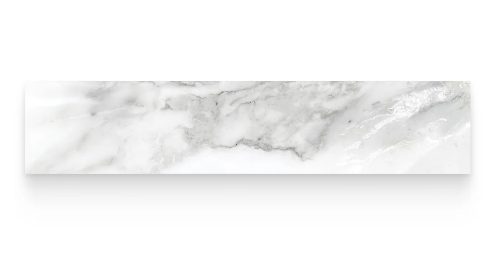 Full Liner Sample - Riviera Arabescato Porcelain Bullnose - 3" x 12" x 9 MM Honed