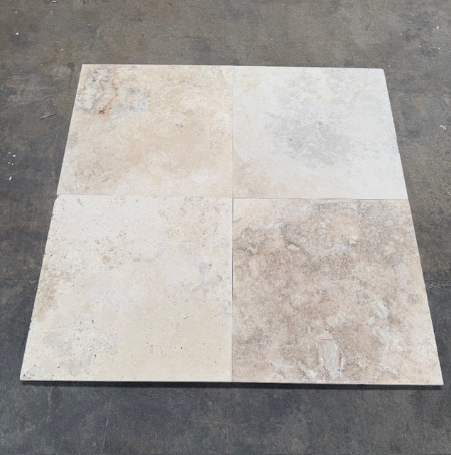 Riviera Filled & Light Brushed Travertine Tile - 24" x 24"
