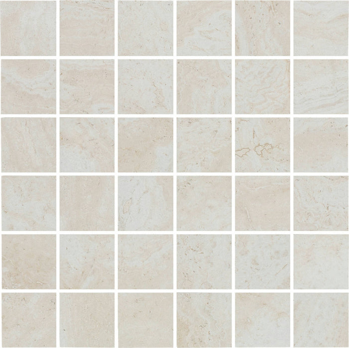 Full Sheet Sample - Roccia Di Roma Ivory Porcelain Mosaic - 12" x 12" x 9 MM Matte