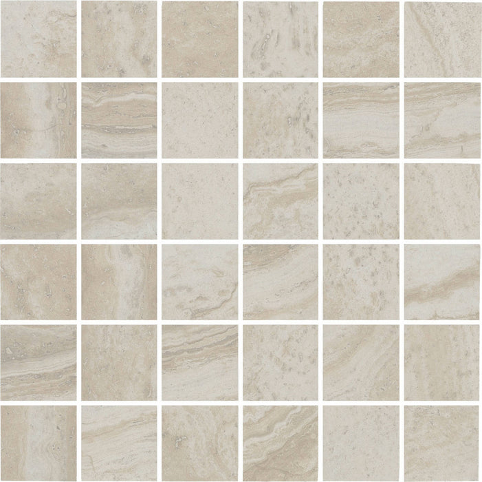 Full Sheet Sample - Roccia Di Roma Beige Porcelain Mosaic - 12" x 12" x 9 MM Matte