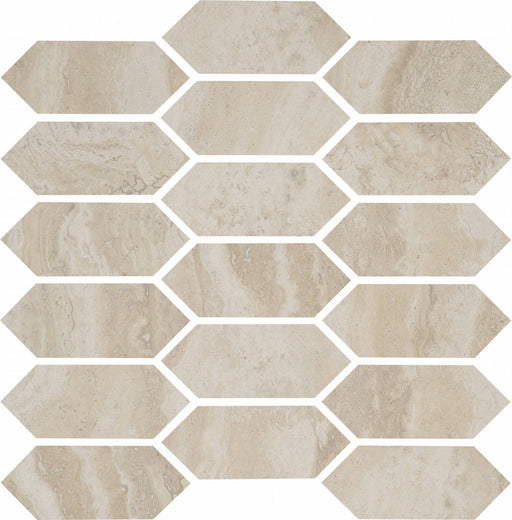 Full Sheet Sample - Roccia Di Roma Beige Picket Fence Porcelain Mosaic - 12" x 12" x 9 MM Matte