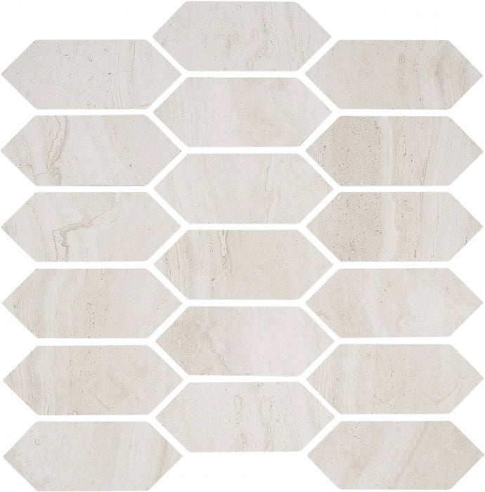Full Sheet Sample - Roccia Di Roma Ivory Picket Fence Porcelain Mosaic - 12" x 12" x 9 MM Matte