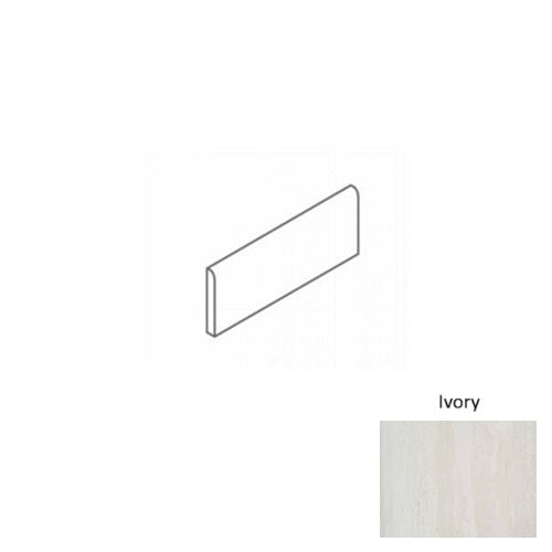 Full Liner Sample - Roccia Di Roma Ivory Porcelain Bullnose - 3" x 12" x 9 MM Matte