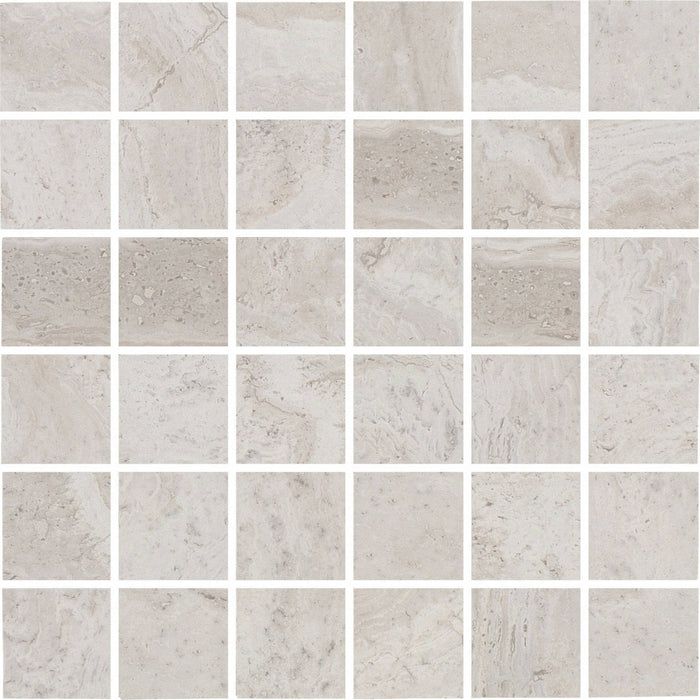 Full Sheet Sample - Roccia Di Roma Silver Porcelain Mosaic - 12" x 12" x 9 MM Matte