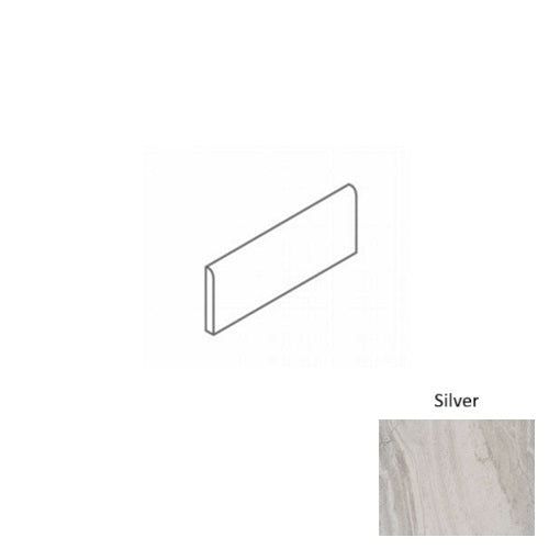 Full Liner Sample - Roccia Di Roma Silver Porcelain Bullnose - 3" x 12" x 9 MM Matte