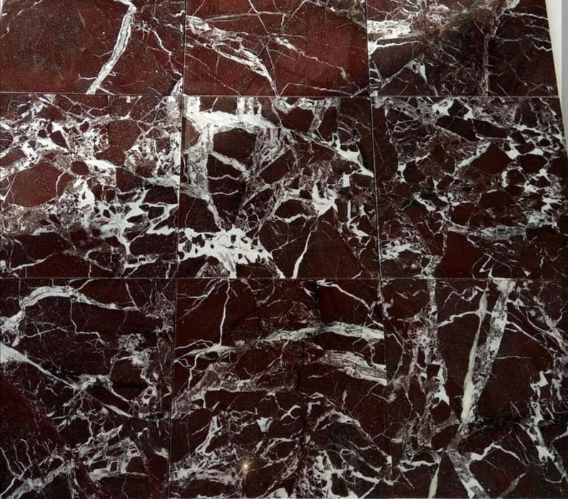 Tumbled Rosso Levanto Marble Tile - 4" x 4"