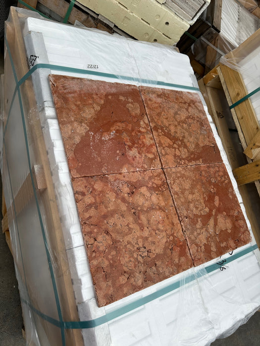 Rosso Verona Marble Tile - 12" x 12" Tumbled