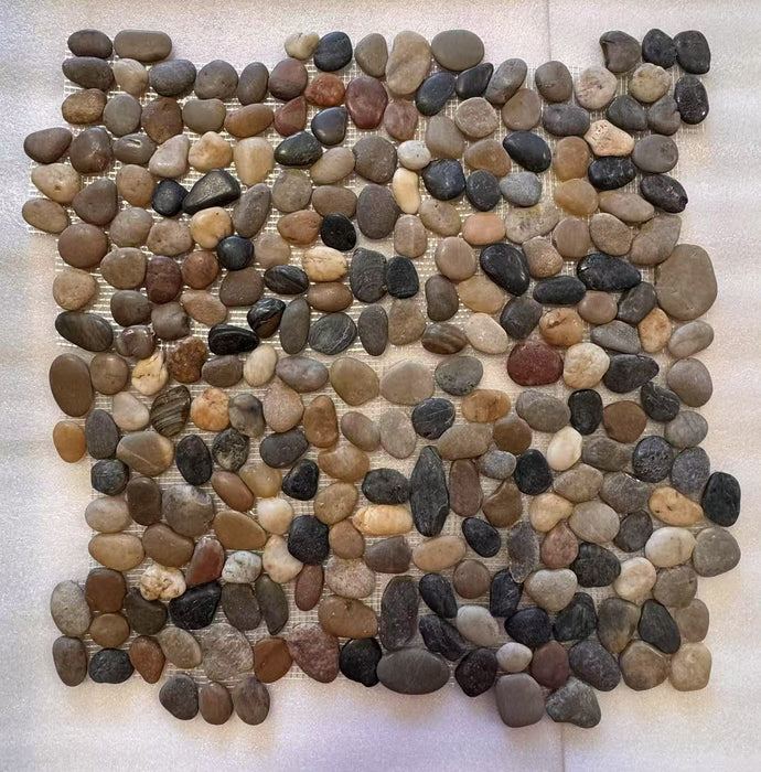 Round Bora Polished Natural Stone Pebble - 12" x 12" x 3/8" 2