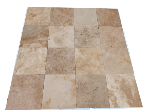 Rustic Walnut Travertine Unfilled & Honed Tile - 12" x 12" x 1/2"