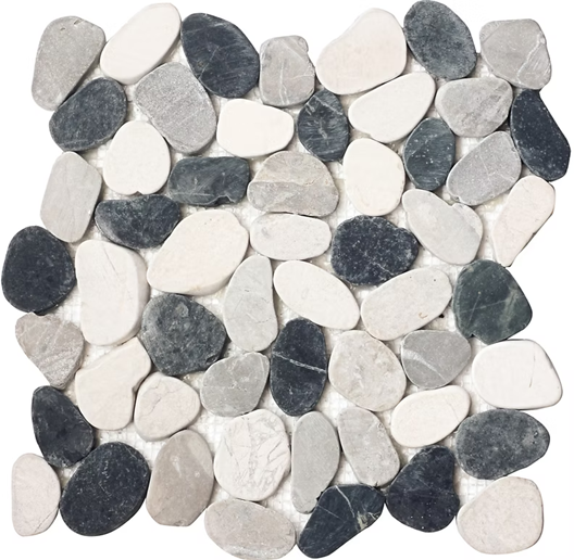 Pebble Silver Quartz Interlocking Mosaic Honed 1