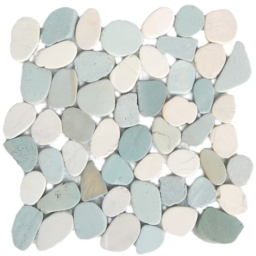 Pebble Sky Green Interlocking Mosaic Honed 1