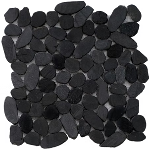 Pebble Alor Black Interlocking Mosaic Honed 1