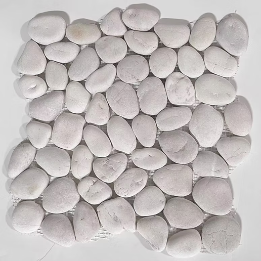 Pebble Timor White Interlocking Mosaic Honed 1