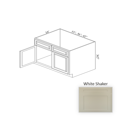 SB33 Wood White Shaker Sink Base Cabinet White Shaker 1