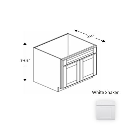 Framed Shaker Premium Wood White Shaker Base Cabinet Natural clear coat 1