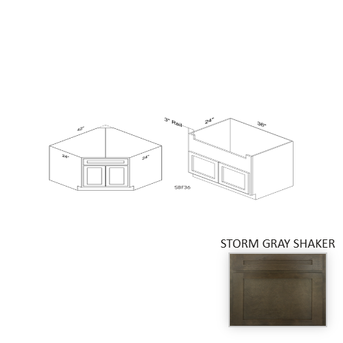 SBD42 Wood Storm Gray Shaker Sink Base Storm Gray Shaker 1