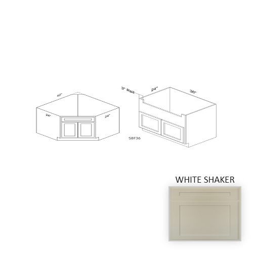 SBD42 Wood White Shaker Sink Base White Shaker 1