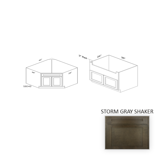 SBF36 Wood Storm Gray Shaker Sink Base Storm Gray Shaker 1