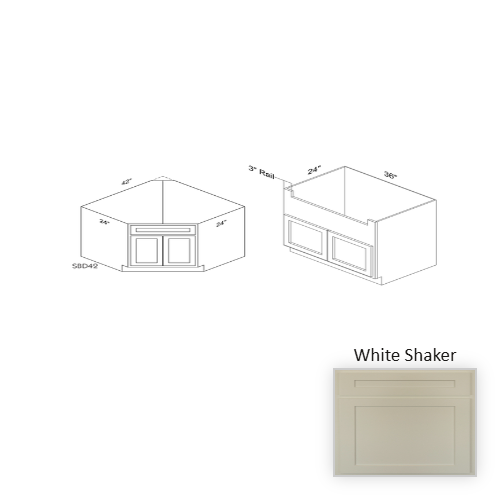 SBF36 Wood White Shaker Sink Base White Shaker 1